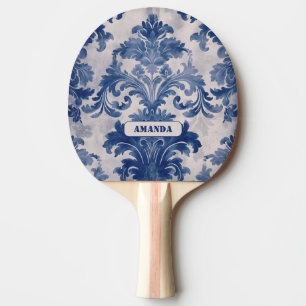 Elegant Damask Blue toile de jouy monogram Tischtennis Schläger