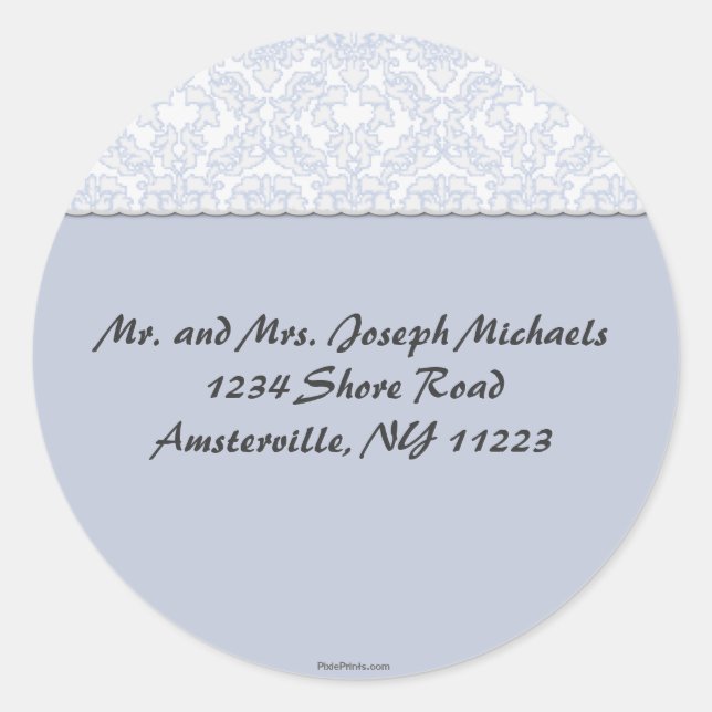 Elegant Damask Collection Blue Sticker (Vorderseite)