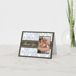 Elegant Damask Custom Dankeschön Card (eis/braun) Dankeskarte