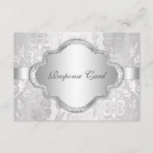 Elegant Damask Floral Swirl Silver UAWG RSVP Karte