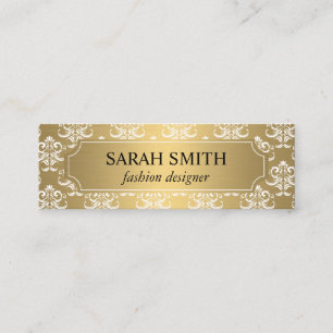Elegant Damask / Gold Metallic Mini Visitenkarte