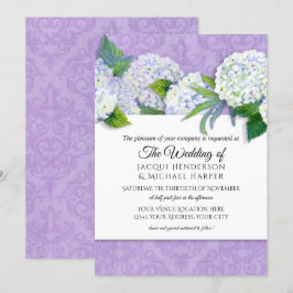 Elegant Damask Lavender n White Hydrangea Floral Einladung