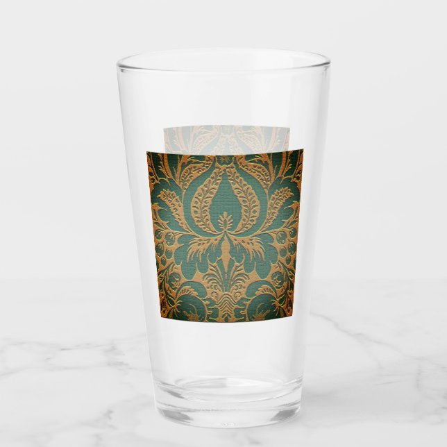 Elegant Damask Muttertag Glas (Vorderseite)