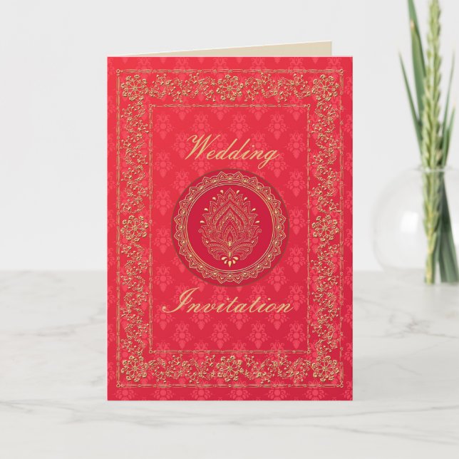 Elegant Damask Wedding - Einladung / Greeting Card (Vorderseite)