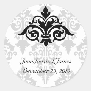 Elegant Damask Wedding Sticker