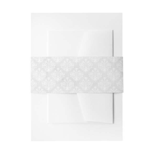 Elegant Damask White Wedding Einladungsbanderole (Vorderseite Beispiel)
