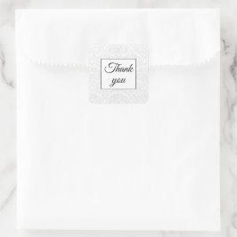 Elegant Damask White Wedding Vielen Dank Quadratischer Aufkleber