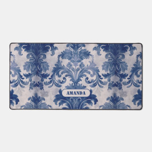 Élégant damassé Bleu toile de jouy monogramme