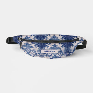 Élégant damassé Blue toile de jouy monogramme Slin