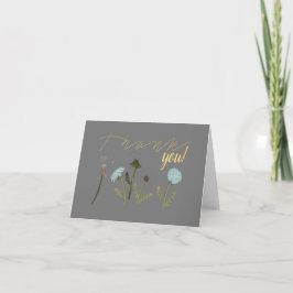 Elegant Dandelion Gray Blue Flowers Dankeskarte