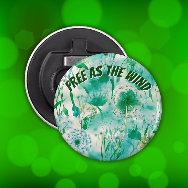 Elegant Dandelion Monogram grün und weiß | Flaschenöffner (Von Creator hochgeladen)