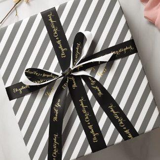 Elegant Danke Black Gold Custom Wedding Gefallen Satinband