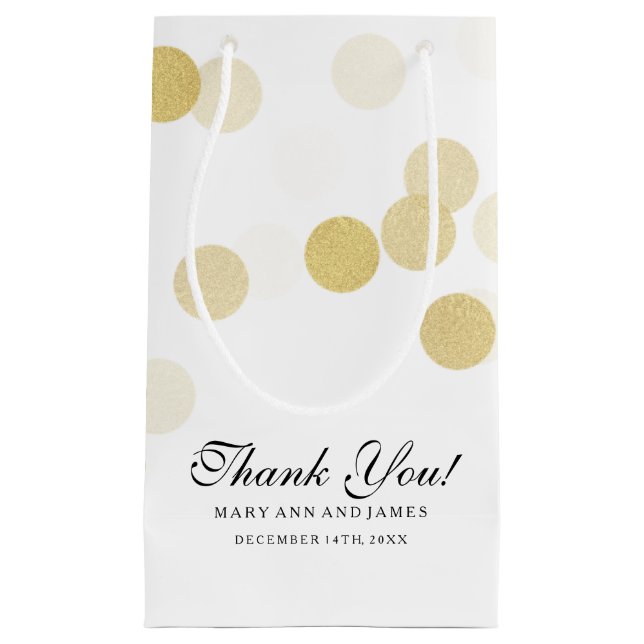 Elegant danke Hochzeits-Goldfolien-Glitzer-Lichter Kleine Geschenktüte (Vorderseite)