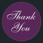 Elegant danke Ihnen Aufkleber in Lila<br><div class="desc">Diese Hochzeitsbedanker zeichnen sich durch ein elegantes weißes Textdesign auf lila Auberginen-Hintergrund aus. Ideal für Gastgeschenke Hochzeiten,  Duschen,  Umschlag Aufkleber für Dankeschön Karten etc.!</div>