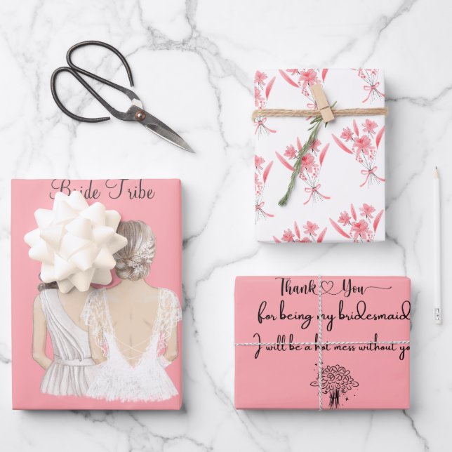 Elegant danke Ihnen, dass Sie meine Bridesmaid ros Geschenkpapier Set (Vorderseite)