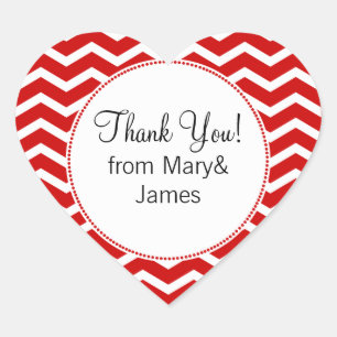 Elegant danke Ihnen Red Zickzack Pattern Herz-Aufkleber