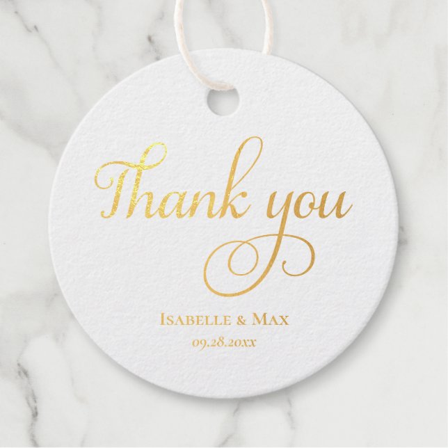 Elegant danke Ihnen Wedding Gold Geschenkanhänger (Vorderseite)