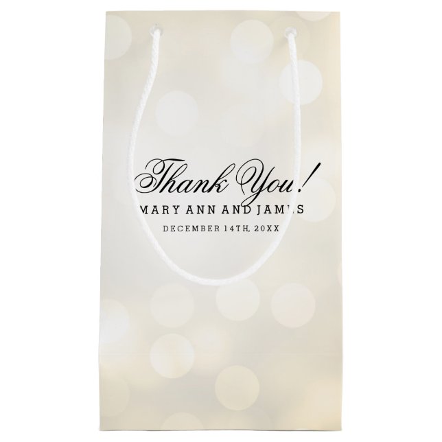 Elegant danke Ihnen Wedding Gold Glitzer Lights Kleine Geschenktüte (Vorderseite)