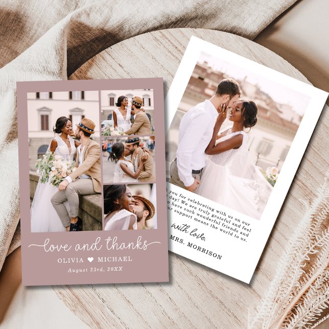 Elegant danke Mauve Five Foto Collage Wedding (Von Creator hochgeladen)