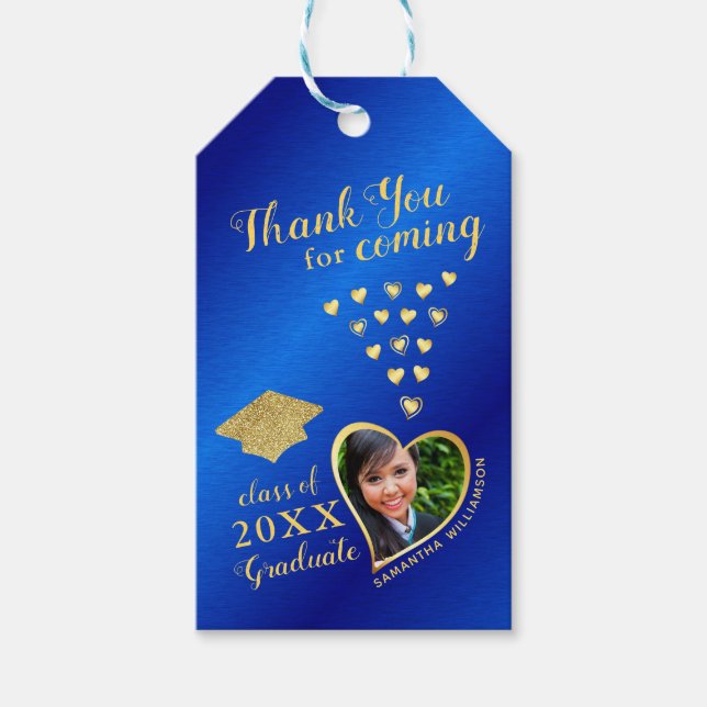 Elegant Dankeschön Grand Foto Blue 2025 Abschluss Geschenkanhänger (Vorderseite)