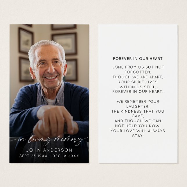Élégant Dans L'Amour Script Photo Funéraire (Devant & derrière)