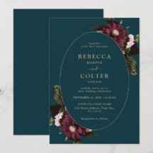 Elegant Dark Aquamarin Burgundy Floral Wedding