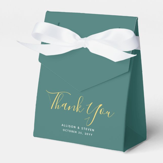Elegant Dark Aquamarin Wedding Danke, Script Name Geschenkschachtel (Vorderseite)