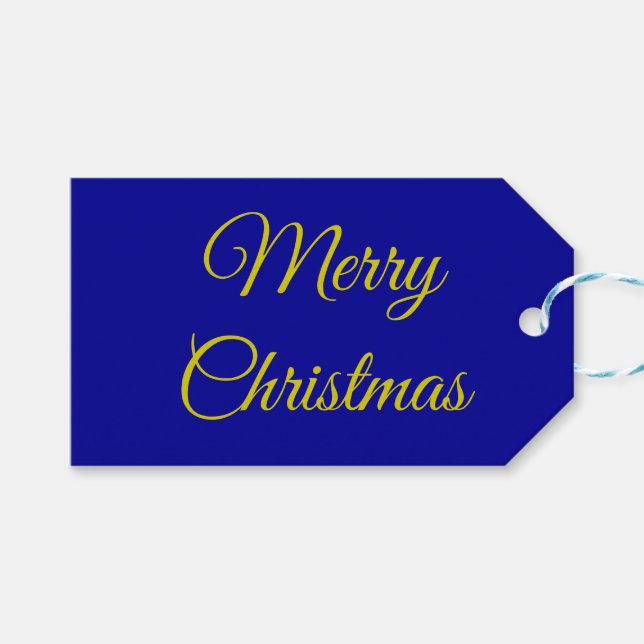 Elegant Dark Blue & Gold Geschenkanhänger (Vorderseite (Horizontal))