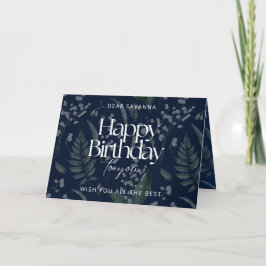 Elegant Dark Blue Lily of the Valley Birthday Card Karte