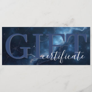 Elegant Dark Blue Navy Marble Gift Certificate Save The Date