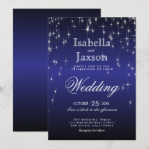 Elegant Dark Blue Star Lights Hochzeitseinladung