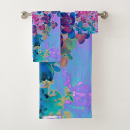 Elegant Dark Blue und Magenta Limelight Hydrangea Badhandtuch Set