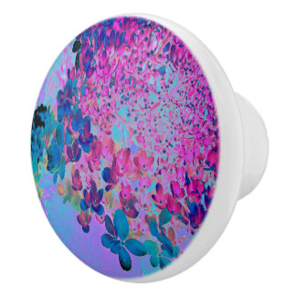 Elegant Dark Blue und Magenta Limelight Hydrangea Keramikknauf