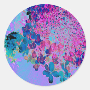 Elegant Dark Blue und Magenta Limelight Hydrangea Runder Aufkleber
