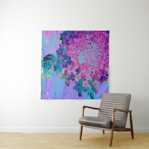 Elegant Dark Blue und Magenta Limelight Hydrangea Wandteppich