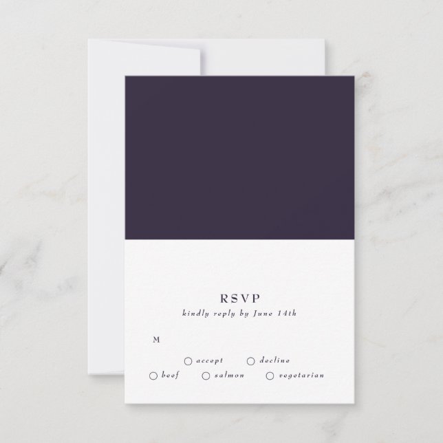 Elegant Dark Boho White auf Lila Hochzeit RSVP Karte (Vorderseite)