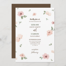 Elegant Dark Brown Cherry Blossom Wedding Einladung