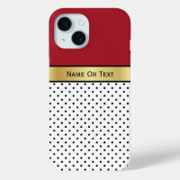 Elegant Dark Fiery Red and White Black Polka Dots