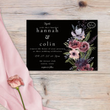 Elegant Dark Floral Cascade Black Burgundy Einladu