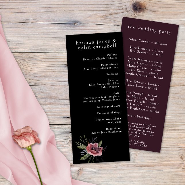 Elegant Dark Floral Cascade Black Burgundy Programm (Von Creator hochgeladen)