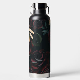 Elegant Dark Floral on Black | Monogram Tumbler Trinkflasche