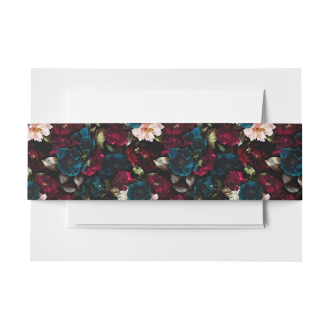 Elegant Dark Floral Wedding Einladung Einladungsbanderole (Vorderseite Beispiel)