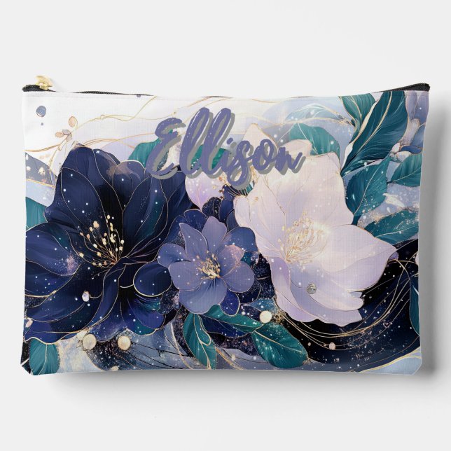 Elegant Dark Floral Zubehörtasche (Vorderseite)