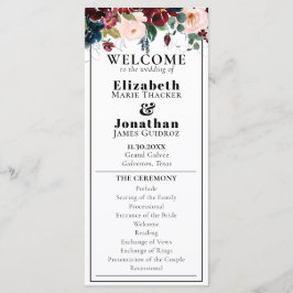 Elegant Dark Florals Wedding Programm