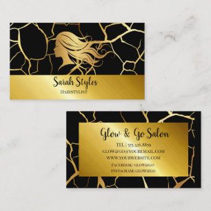 Elegant Dark Gold Hairstylist Visitenkarte