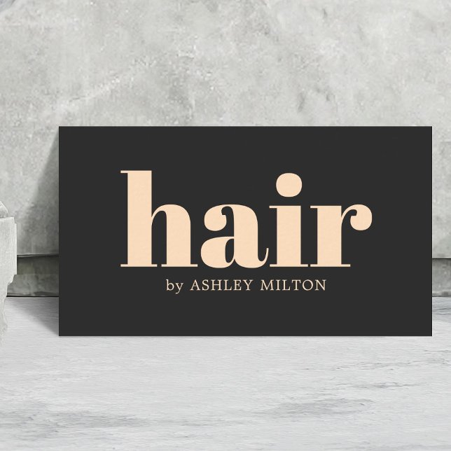 Elegant Dark Gray Pastel Hair Stylist Bold Visitenkarte (Von Creator hochgeladen)