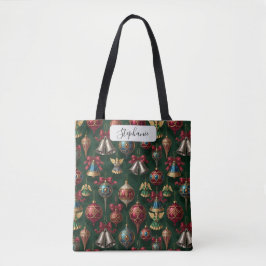 Elegant Dark Green Traditional Bauble Personalized Tasche