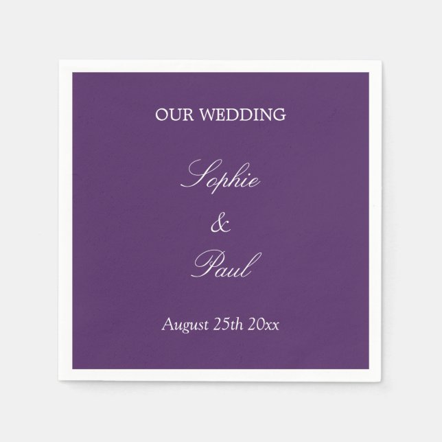 Elegant Dark Lila Wedding Napkins Serviette (Vorderseite)