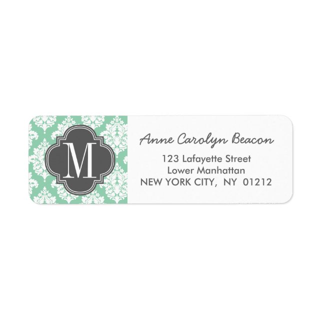 Elegant Dark Mint Damask Personalisiert (Vorne)