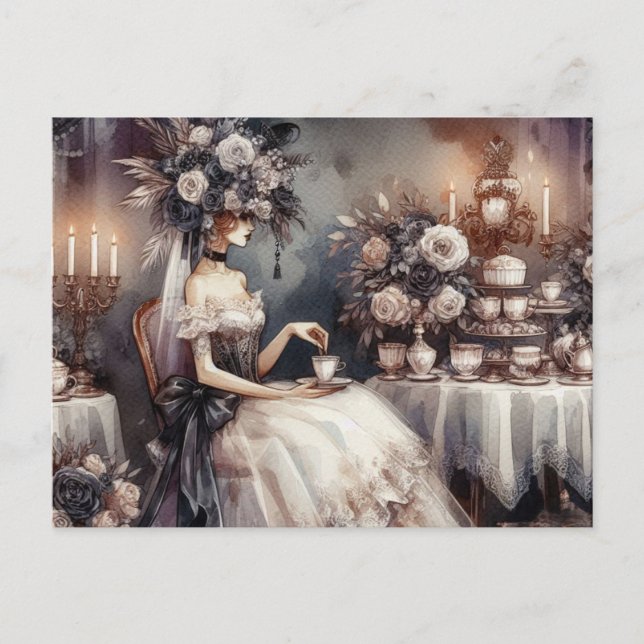 Elegant Dark Moody Bridal Tea Party  Postkarte (Vorderseite)